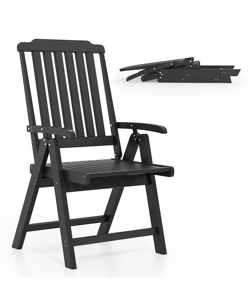 Sugift Foldable Patio Chair All-Weather Hdpe Outdoor Dining Chair with Armrest