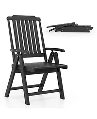 Sugift Foldable Patio Chair All-Weather Hdpe Outdoor Dining Chair with Armrest