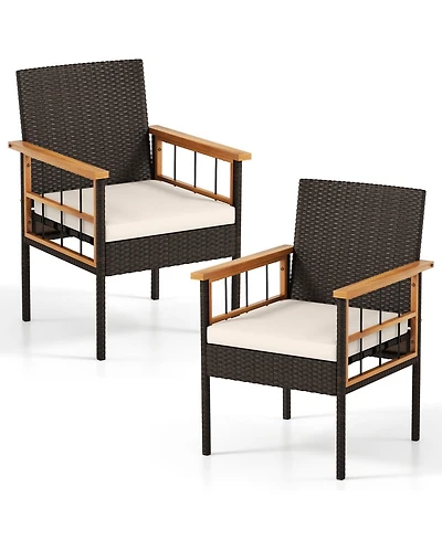 Sugift Patio Dining Chairs Set of 2 with Soft Cushions