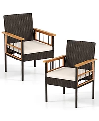 Sugift Patio Dining Chairs Set of 2 with Soft Cushions