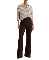 Reiss Women's Evana Wool-Cashmere Stripe Buttoned Jumper