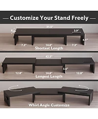 Gnuadz Monitor Stand Riser Smartphone Holder Adjustable Wooden Organizer