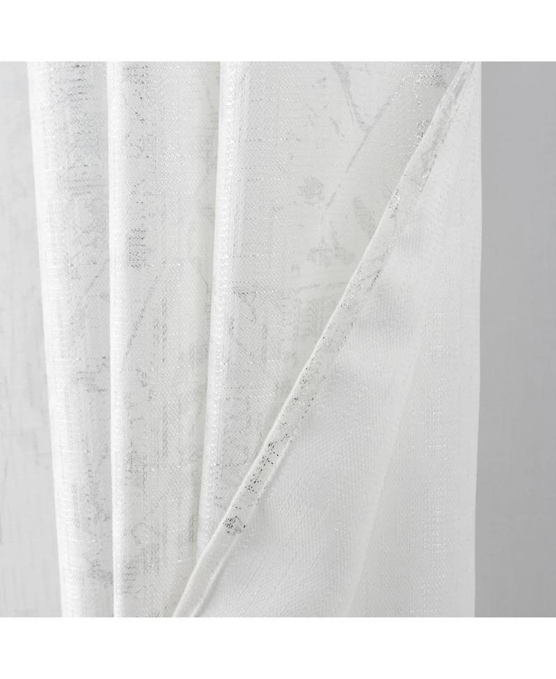 Rt Designers Collection Brighton Foil Jacquard Polyester Window Curtain Grommet Panel 52" x 84"