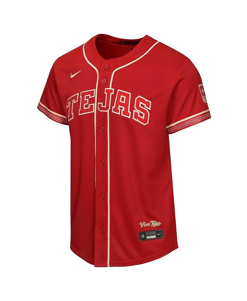 Nike Big Boys and Girls Jacob DeGrom Red Texas Rangers 2026 City Connect Stadium Jersey