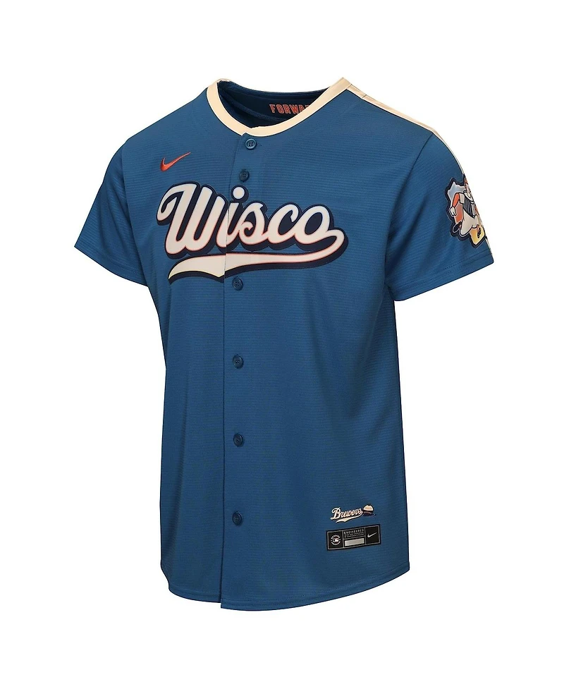 Nike Big Boys and Girls Blue Milwaukee Brewers 2026 City Connect Stadium Jersey