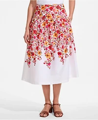 Lands' End Women's Poplin Drop Waist Midi Skirt - Set Bottom