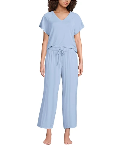 Lands' End Women's Cooling Pajama Set - Short Sleeve Top and Crop Pants