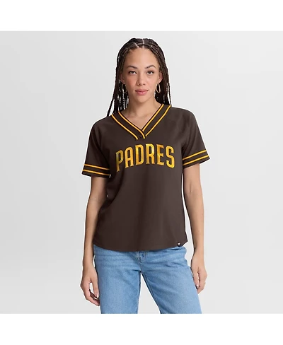 Fanatics Women's Brown San Diego Padres Diva Race Ahead Raglan V-Neck T-Shirt