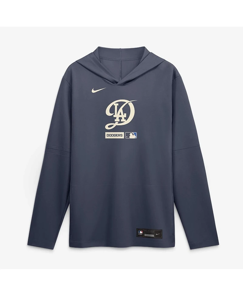 Nike Men's Navy Los Angeles Dodgers City Connect Dri-fit Long Sleeve Hooded T-Shirt