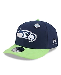 New Era Men's College Navy/Neon Green Seattle Seahawks 2026 Nfl Draft On Stage Pre-Curved 9FIFTY Snapback Hat