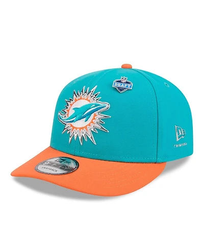 New Era Men's Aqua/Orange Miami Dolphins 2026 Nfl Draft On Stage Pre-Curved 9FIFTY Snapback Hat