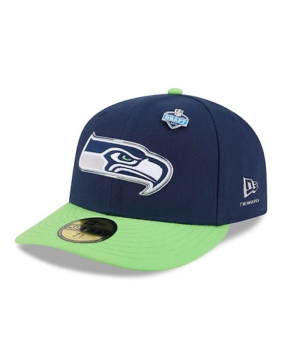 New Era Men's College Navy/Neon Green Seattle Seahawks 2026 Nfl Draft Pre-Curved 59FIFTY Fitted Hat