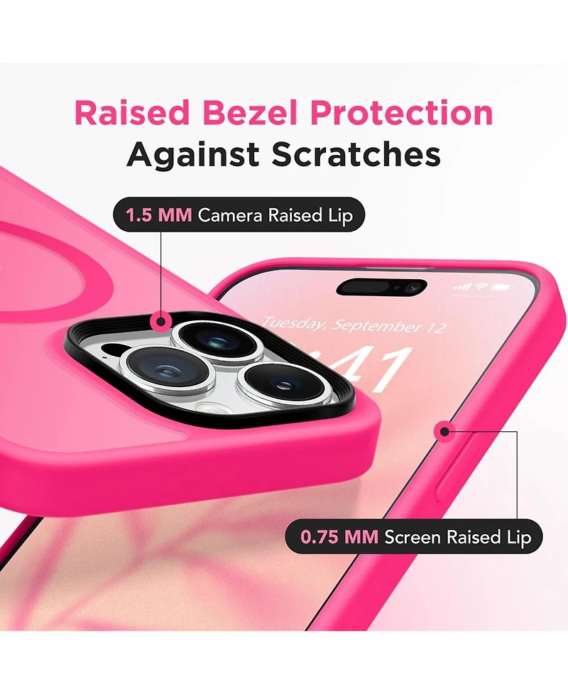 Gonez Magnetic for iPhone 15 Pro Max Case,Compatible with MagSafe,Slim Translucent Matte Back Shockproof Phone Protective Case