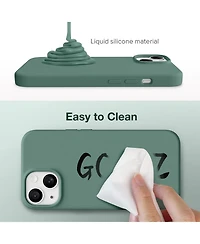Gonez for iPhone 15 Case, Liquid Silicone Case with Anti-Scratch Soft Microfiber Lining Shockproof Protective Phone Cover 6.1", Midnight Green