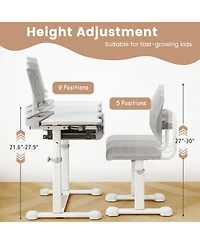 Gouun Height-Adjustable Kids Study Desk and Chair Set with Tilt Desktop