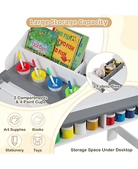 Gouun Kids Art Table and Chair Set with Paper Roll and Storage Cubbies