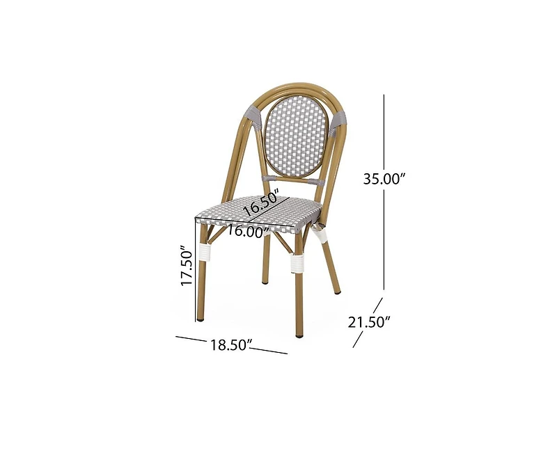 sumyeg Set of 2 Bamboo Print Aluminum Outdoor Chairs, Lightweight and Rust-Resistant