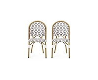sumyeg French Style Outdoor Rattan Chairs with Lightweight Aluminum Frame