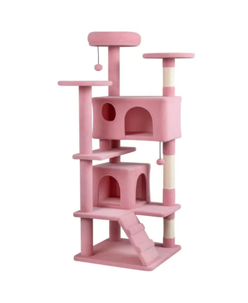 Zeus and Ruta 52 in. Tall Cat Tree Tower Perches Condos Multi Cat Playground Scratching Posts