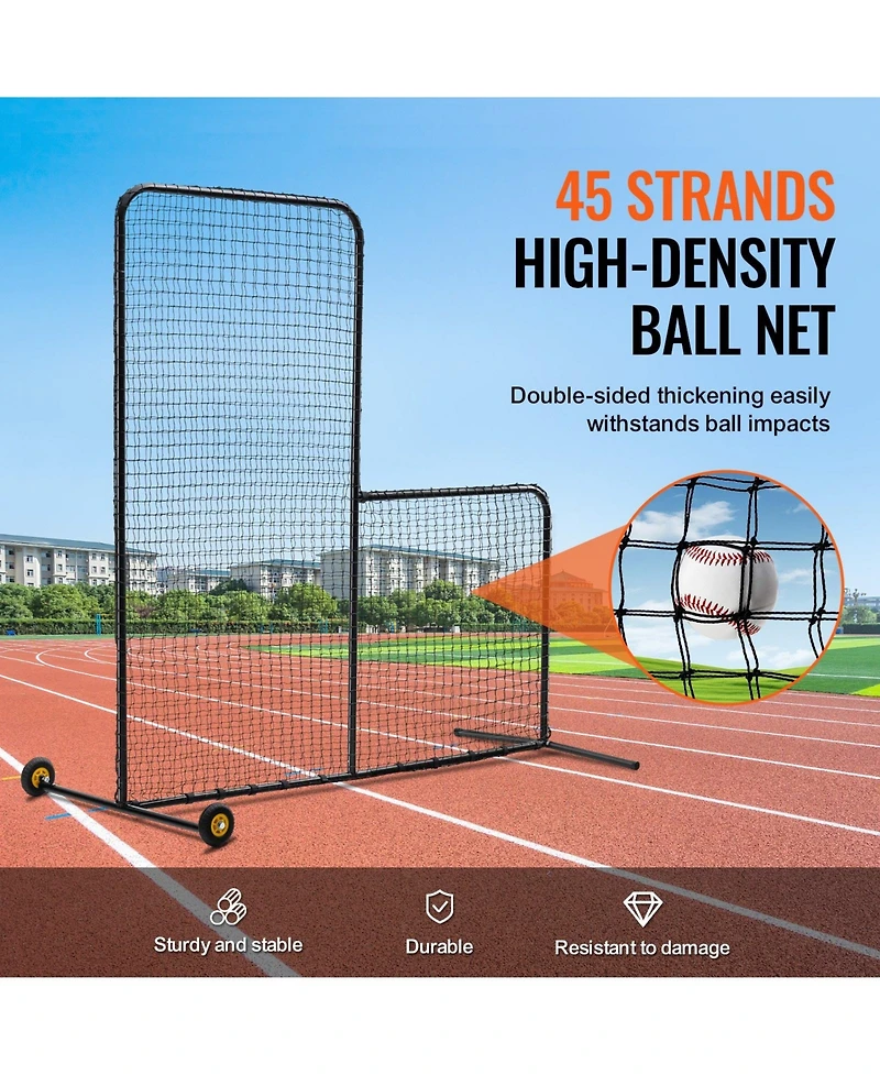 Mecale L Screen Baseball Safety Net with Wheels and Carry Bag