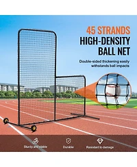 Mecale L Screen Baseball Safety Net with Wheels and Carry Bag