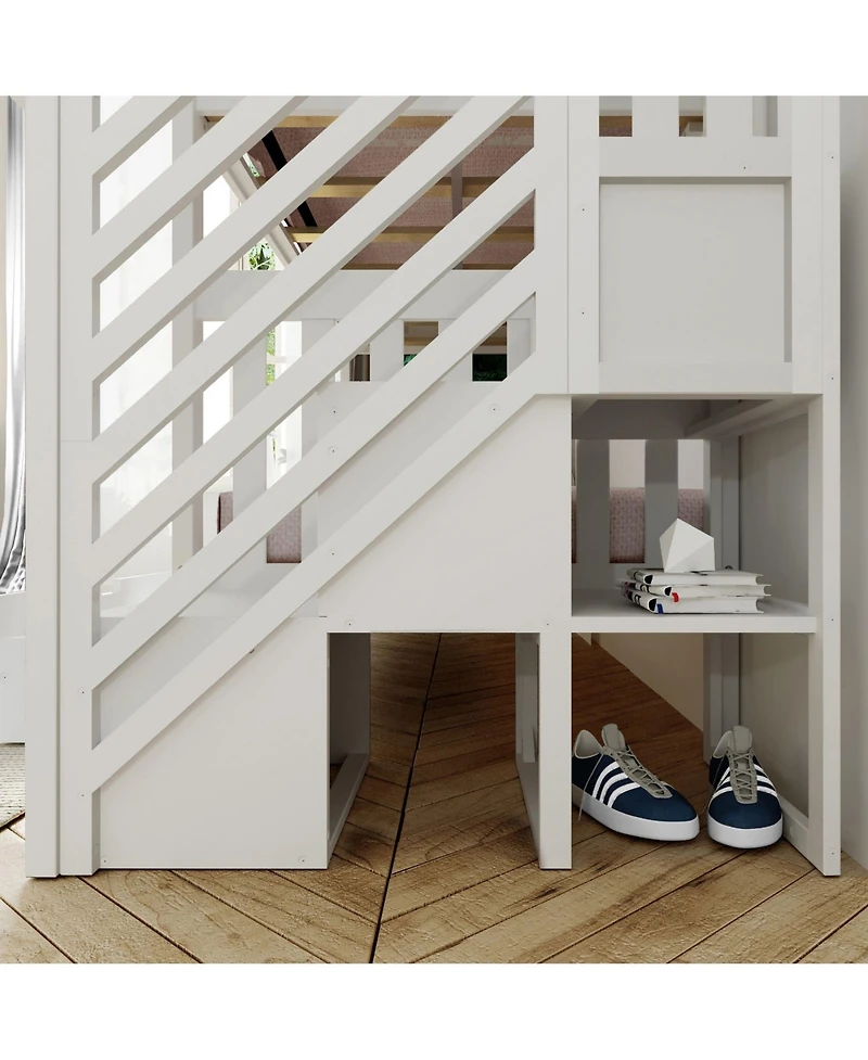 Max and Lily Twin over Staircase Bunk Bed with Storage Drawers