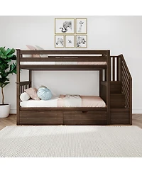 Max and Lily Twin over Staircase Bunk Bed with Storage Drawers