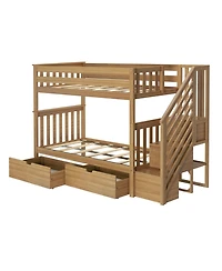 Max and Lily Twin over Staircase Bunk Bed with Storage Drawers