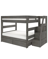 Max and Lily Modern Farmhouse Queen Over Bunk Bed With Staircase Storage Drawers