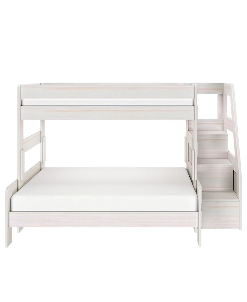 Max & Lily Modern Farmhouse Twin Over Full Bunk Bed With Staircase