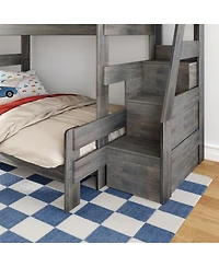 Max & Lily Modern Farmhouse Twin Over Full Bunk Bed With Staircase