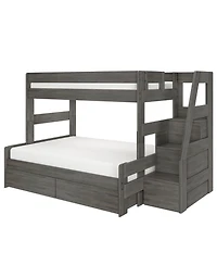 Max & Lily Modern Farmhouse Twin Over Full Bunk Bed With Staircase and Storage Drawers