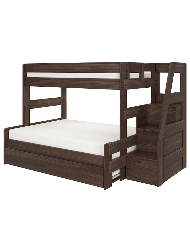 Max and Lily Modern Farmhouse Twin Over Full Bunk Bed With Staircase
