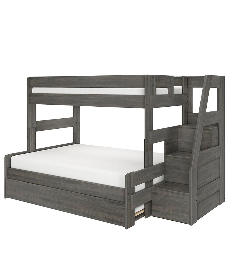 Max and Lily Modern Farmhouse Twin Over Full Bunk Bed With Staircase