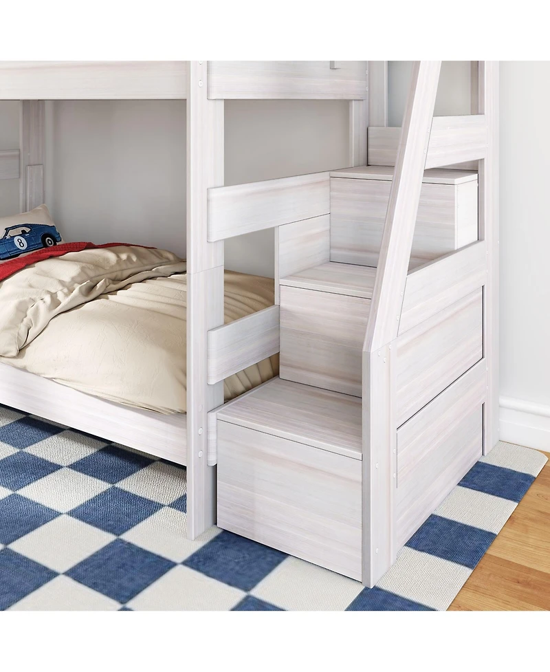 Max and Lily Modern Farmhouse Twin Over Bunk Bed With Staircase