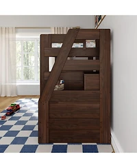 Max and Lily Modern Farmhouse Twin Over Bunk Bed With Staircase