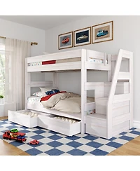 Max and Lily Modern Farmhouse Twin Over Bunk Bed With Staircase Storage Drawers