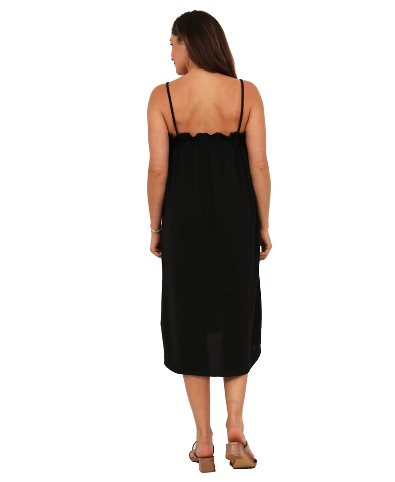 24seven Comfort Apparel Women's Spaghetti Strap A Line Dress
