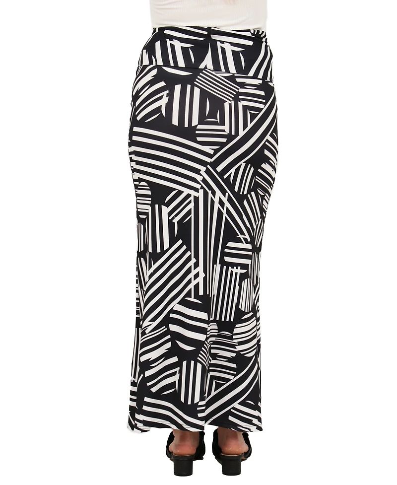 24seven Comfort Apparel Women's Abstract Print Maxi Skirt