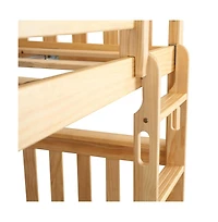 Max and Lily Twin over Bunk Bed for Kids, Solid Wood Beds with Ladder, Pecan