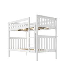 Max and Lily Twin over Bunk Bed for Kids, Solid Wood Beds with Ladder, Pecan