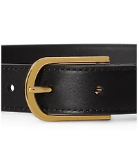 Lauren Ralph Women's Rounded-Buckle Leather Skinny Belt