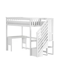 Max and Lily Classic Twin High Loft (ladder on end), Desk, Staircase
