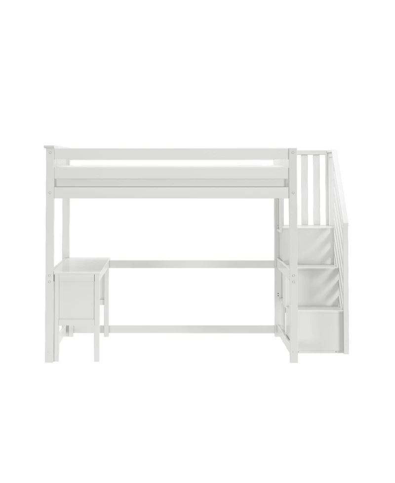 Max & Lily Classic Full High Loft, Desk, Staircase