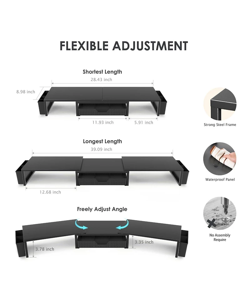 Gnuadz Monitor Stand Riser Drawer Pen Holder Metal Desk Organizer
