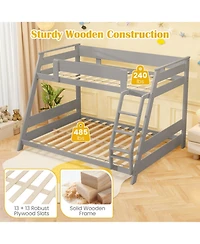 Gouun Solid Wood Twin Over Full Bunk Bed with Ladder