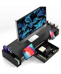 Gnuadz Desk Dual Monitor Stand Riser Drawer desktop organizer