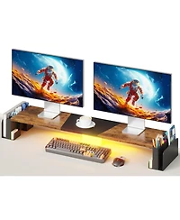 Gnuadz Dual Monitor Stand Riser Drawer 3 Shelf Adjustable Desktop Organizer