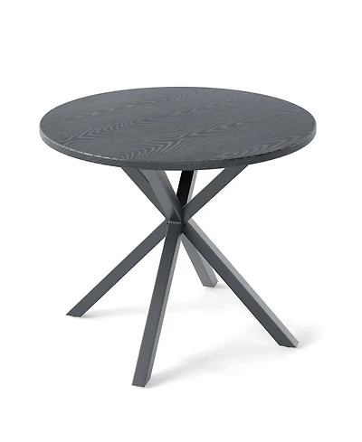 Slickblue Round Patio Bistro Table with Wood-Like Top and X-Shaped Legs