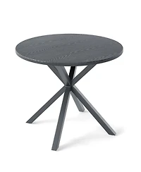 Slickblue Round Patio Bistro Table with Wood-Like Top and X-Shaped Legs